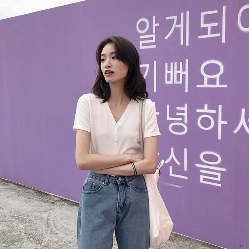 Áo khoác nữ dệt kim tay ngắn cổ chữ V phong cách Hàn Quốc | WebRaoVat - webraovat.net.vn