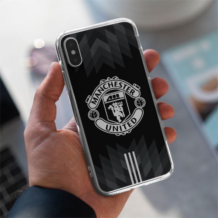 Ốp lưng iphone Clb Manchester United đen trắng cho Iphone 5 6 7 8 Plus X Xr 11 12 Pro Max 95