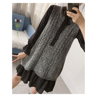 Set váy kẻ gile len dài (kèm ảnh thật)
