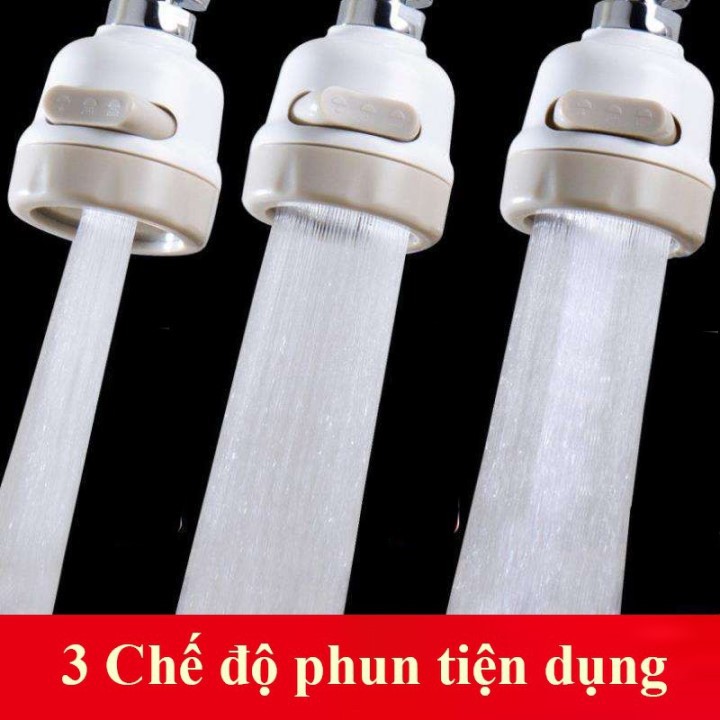 Đầu vòi tăng áp 3 chế độ nước, xoay 360 độ, tăng áp lực nước lên 3 lần - Lắp vòi bồn rửa chén bát tiện lợi - NPP HS Shop