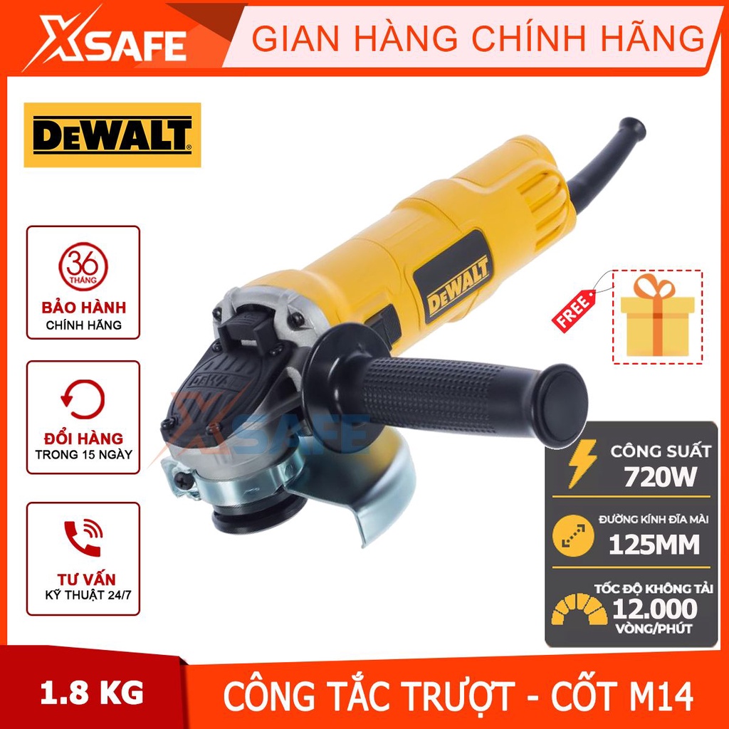 Máy mài cầm tay Dewalt DWE8110S-B1 125mm/M10/720w công tắc trượt, mạnh mẽ,gọn tay máy mài góc cắt sắt[CHÍNH HÃNG][XSAFE]