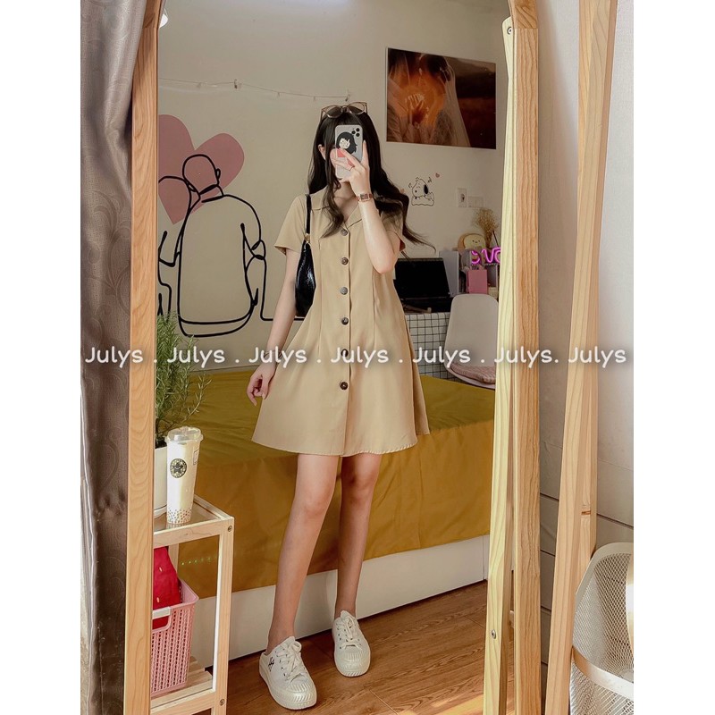 [Mã SKAMA06 giảm 8% tối đa 50K đơn 250K] Váy cổ vest cài cúc (ảnh thật shop chụp kèm video cận chất) | BigBuy360 - bigbuy360.vn