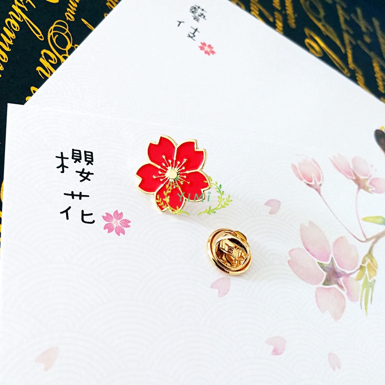 COD Sweet Cherry Blossom Trâm Dripping Flower Lapel Pin Badge Phụ kiện quần áo❤Yimi❤