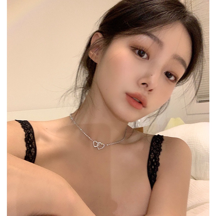 Vòng Cổ-Dây Chuyền Đính Hạt Lấp Lánh Mặt Trái Tim Cực Xinh