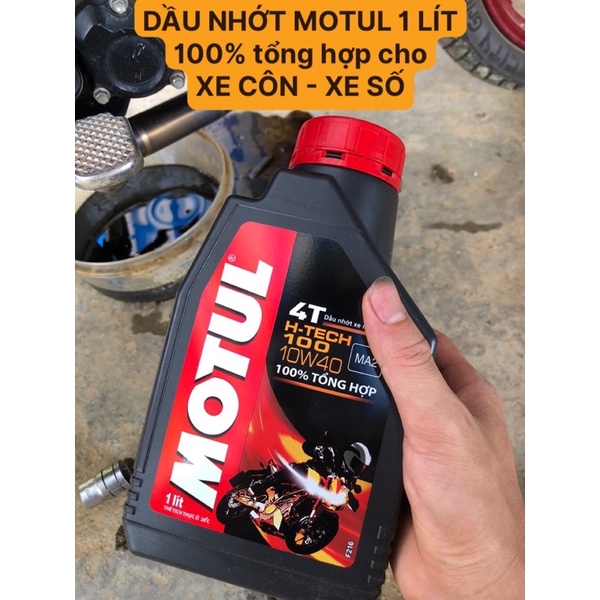 Dầu nhớt Motul 4T Hi-tech 10W40 1 lít - dùng cho các loại xe máy xe côn xe số 4 thì - Đèn xe Việt