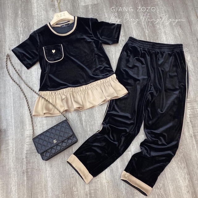 Bộ nhung phối bèo dành cho nữ | BigBuy360 - bigbuy360.vn