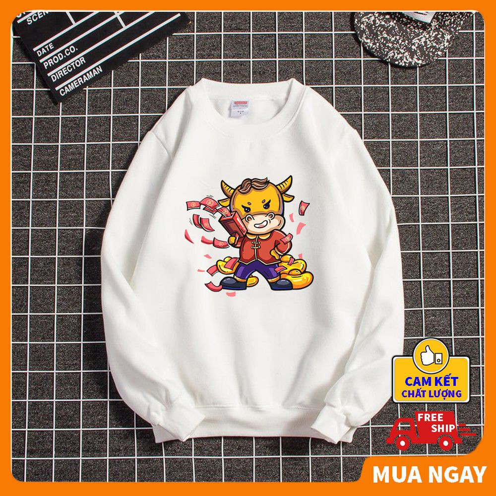 Áo nỉ nam cổ tròn dài tay ấm áp phong cách tết KING SPORT Áo sweater nam giữ nhiệt thời trang tết cao cấp
