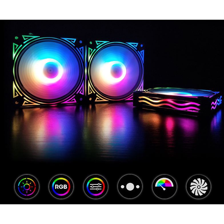 Bộ 6 Quạt Tản Nhiệt, Fan Case Led RGB Coolmoon X Plus  - Kèm Bộ Hub Sync Main, Đổi Màu Theo Nhạc