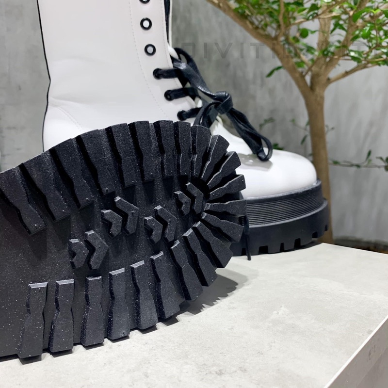 Giày boot trắng 0825 đế cao chất liệu da cao cấp dành cho nữ