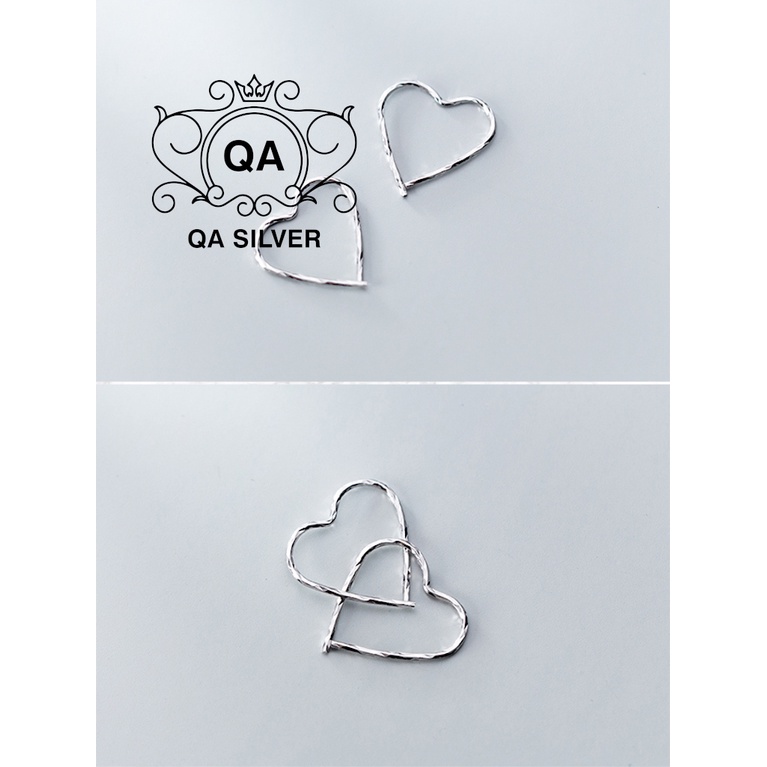 Khuyên tai bạc 925 trái tim nhỏ bông nam nữ S925 HEART Silver Earrings QA SILVER EA190814