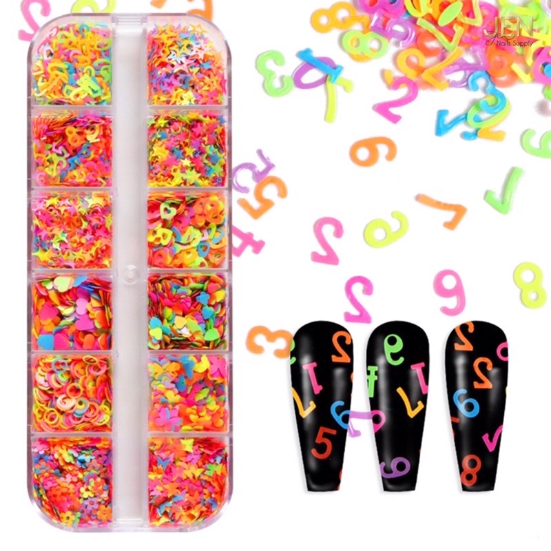 Sequin huỳnh quang neon-phụ kiện nail móng