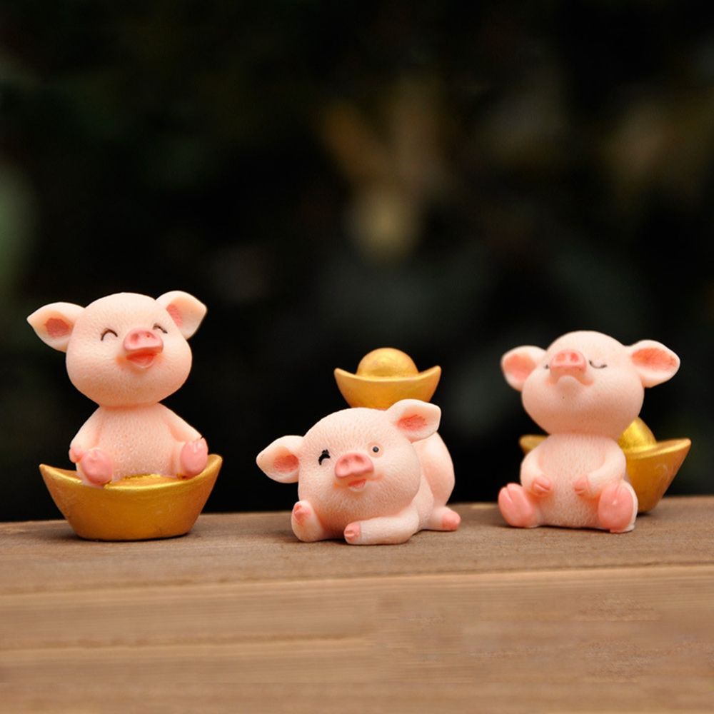 1 mô hình chú heo may mắn mini dễ thương dùng trang trí DIY
