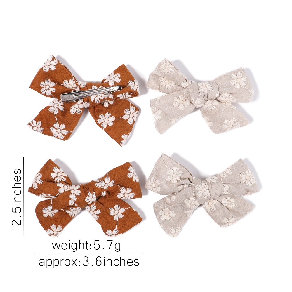 KIDSBOWS 10Pcs/Set Flower Print Bow Hair Clips for Kids Girls Cute Floral Embroidery Bowknot Hairpins Barrettes Headwear Hair Accessories