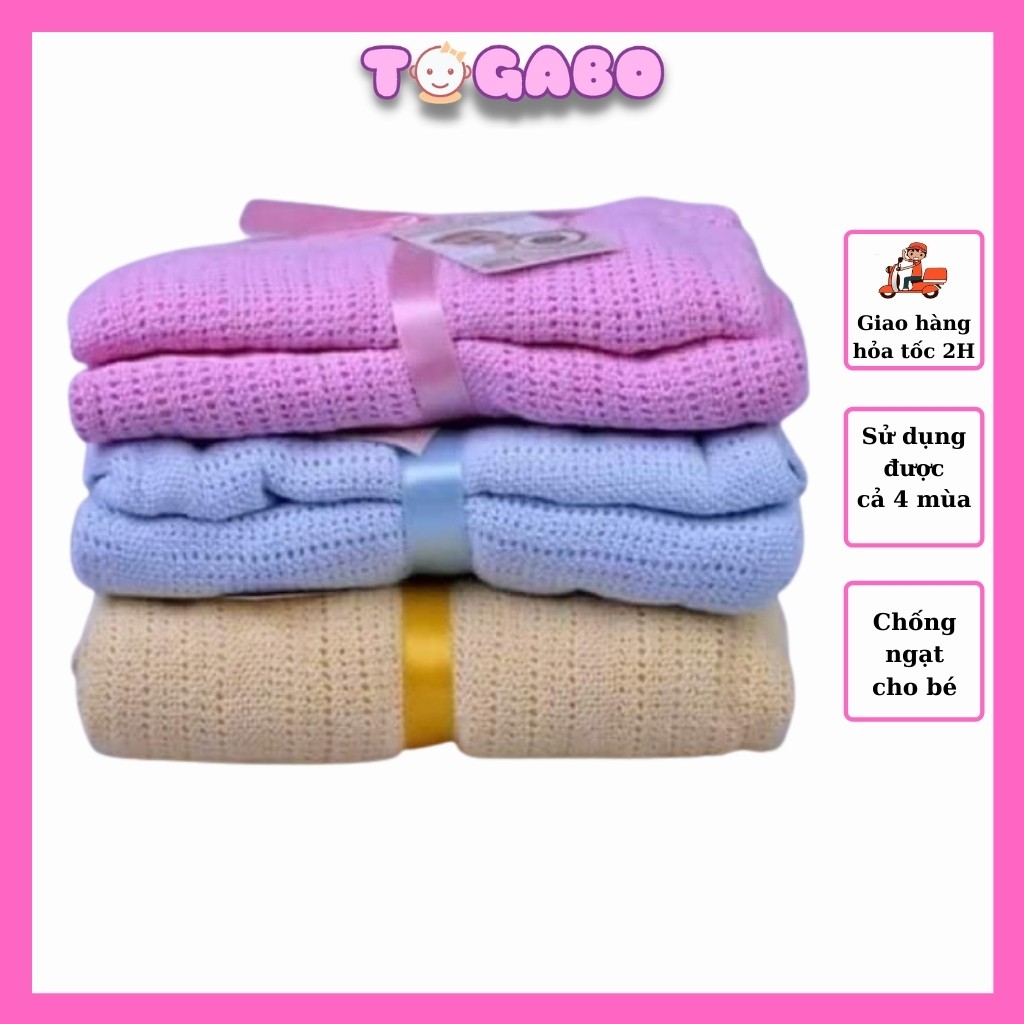 Chăn Lưới Xuất NGA Bốn Mùa Size 1x1.4M 100% Cotton Thông Thoáng Không Mồ Hôi Chống Ngạt Cho Bé Yêu, TOGABO