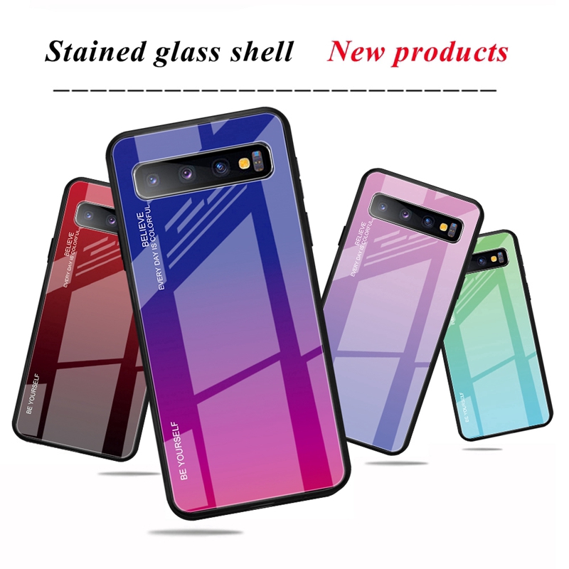 Ốp điện thoại kính cường lực màu gradient sang trọng cho Samsung Galaxy S10 5G