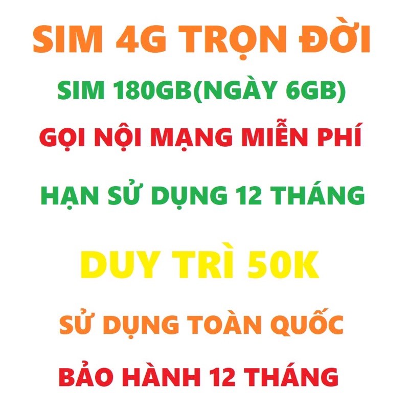 Sim 4G MAX ( Không Giới Hạn Data )SIM Trọn Đời Vietnammobile Đầu Số 092 ( 2021 )