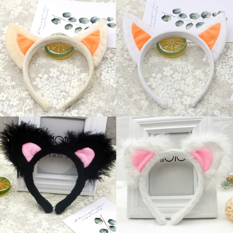 Cài Tóc Hình Tai Mèo / Cáo Phối Lông Xù Dễ Thương Dùng Làm Đạo Cụ Chụp Ảnh