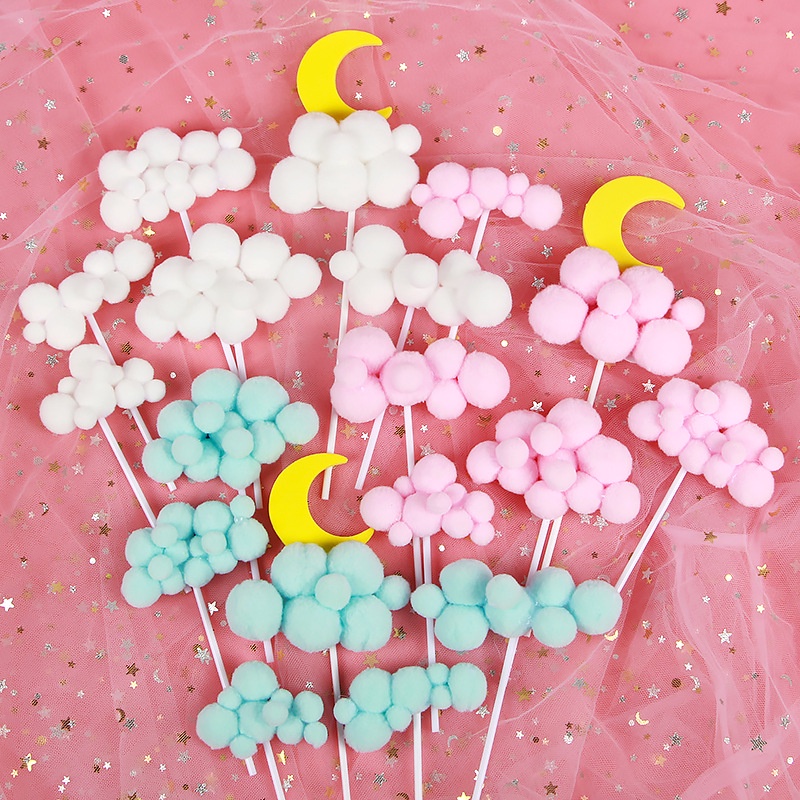 Phụ Kiện Trang Trí Bánh Kem Hình Bong Bóng / Trăng Sao / Đám Mây / Ngôi Sao / Đám Mây Ba Chiều Nhiều Màu Sắc Dùng Trang Trí Bánh Kem Thẻ
