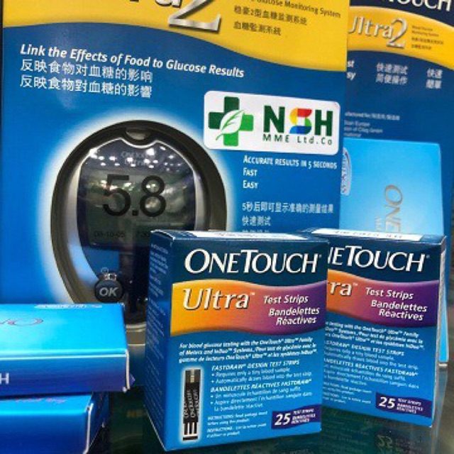 [DATE XA] QUE THỬ ĐƯỜNG HUYẾT TIỂU ĐƯỜNG ONETOUCH ULTRA 2 25 que test thử ĐƯỜNG HUYẾT TIỂU ĐƯỜNG ONETOUCH ULTRA 2 của Mỹ