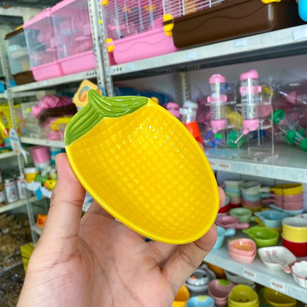 Chén ăn sứ TRÁI BẮP dễ thương cho hamster, sóc, bọ, nhím, thú nhỏ