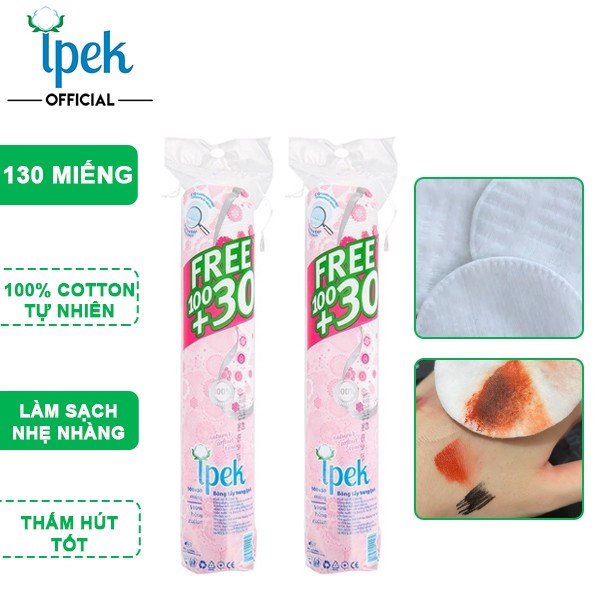 Combo 5 Bông Tẩy Trang IPEK 130 Miếng/Cây Cotton Pads