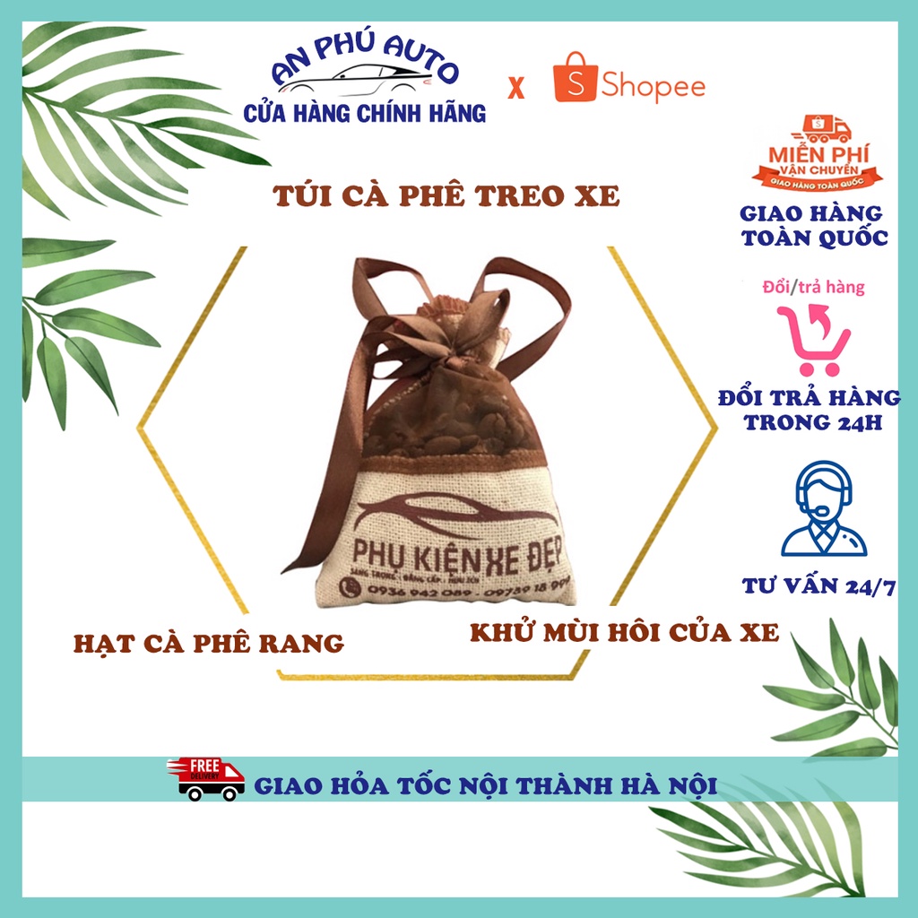 Túi Thơm Hạt Cà Phê Rang Tự Nhiên - Không Độc Hại Treo Xe Ô tô, tủ quần áo, phòng khách, phòng bếp khử mùi ẩm mốc
