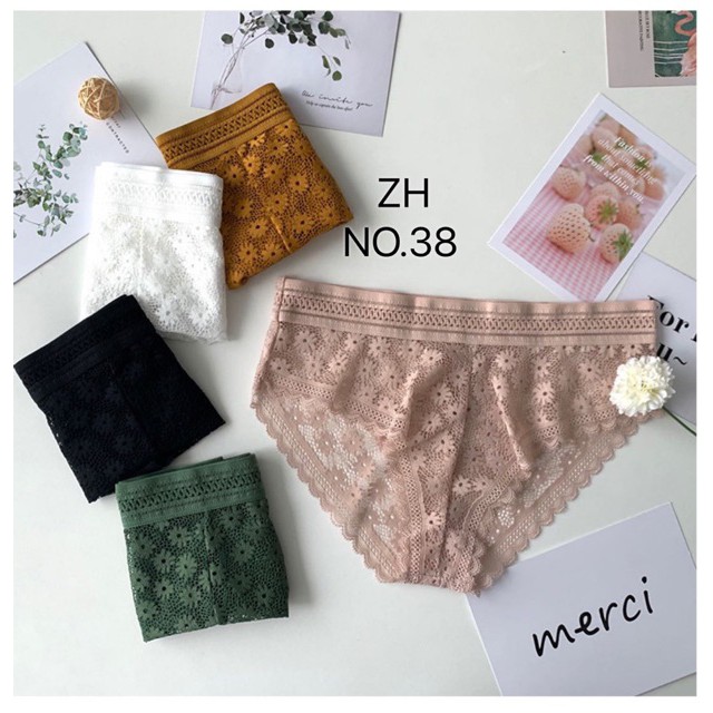 Sẵn sàng giao hàng từ Thái Lan Áo ngực LoveIs (N420) Quần lót ren eo Vải mềm mại và thoải mái
