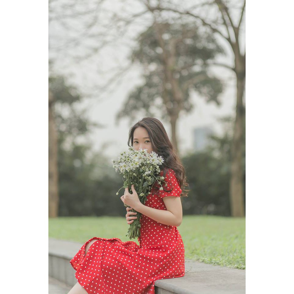 Đầm maxi đỏ chấm bi | BigBuy360 - bigbuy360.vn