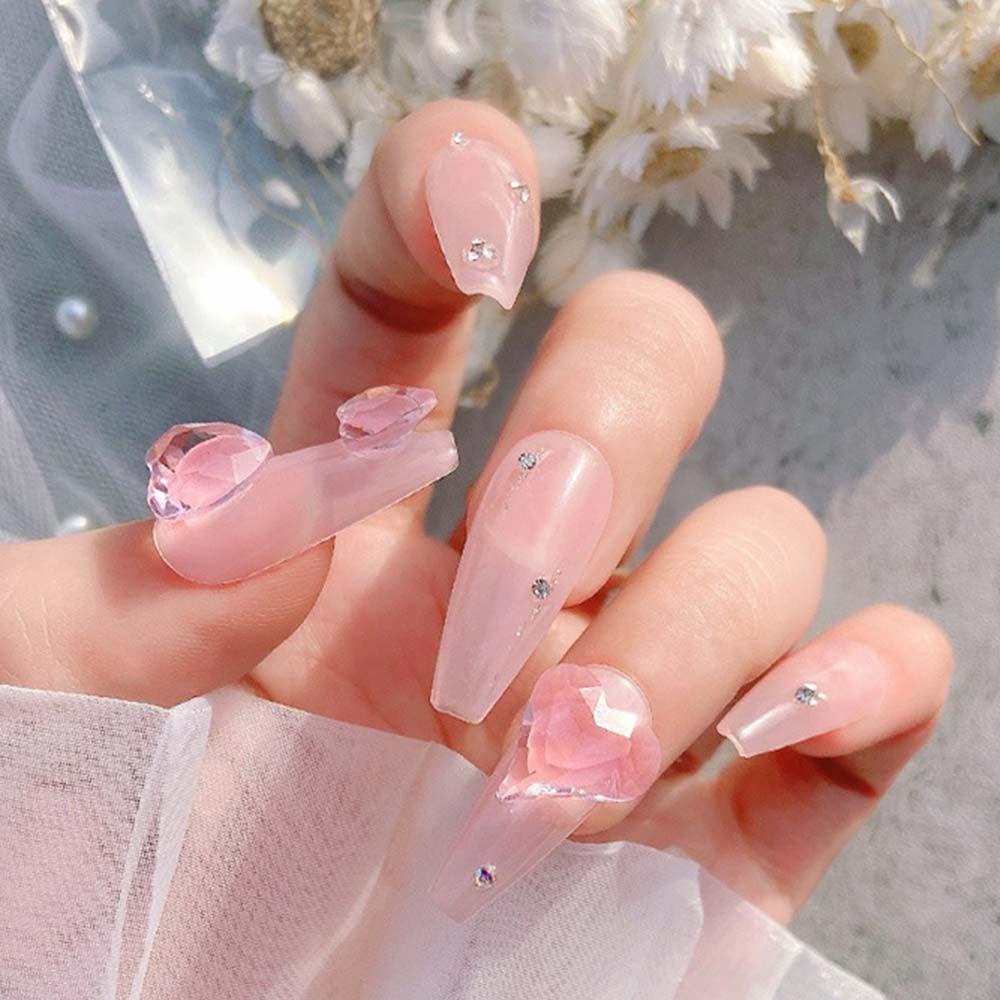 OCEANMAP Phụ Kiện Đá Đính Trang Trí Móng Tay 3D DIY Hình Trái Tim Xinh Xắn