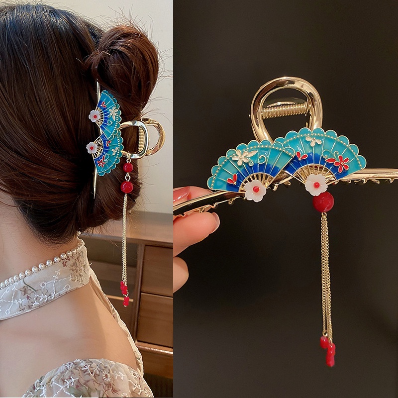 Kẹp Tóc Hình Quạt Thiết Kế Phong Cách Trung Hoa Sang Trọng Cho Nữ