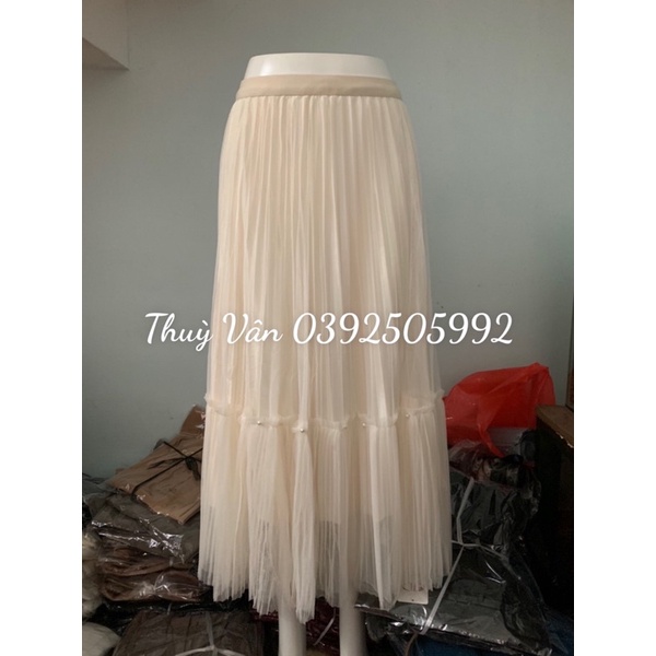 #8882 Chân váy xếp ly dáng dài lót bóng mặc 2 mặt