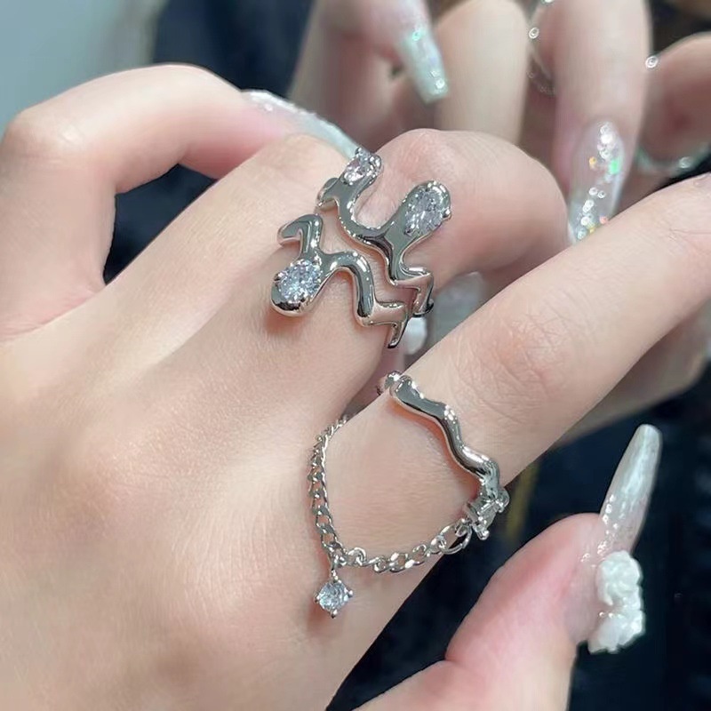 Nhẫn Hở Họa Tiết Gợn Sóng Độc Đáo Phong Cách Hàn Quốc Sang Trọng