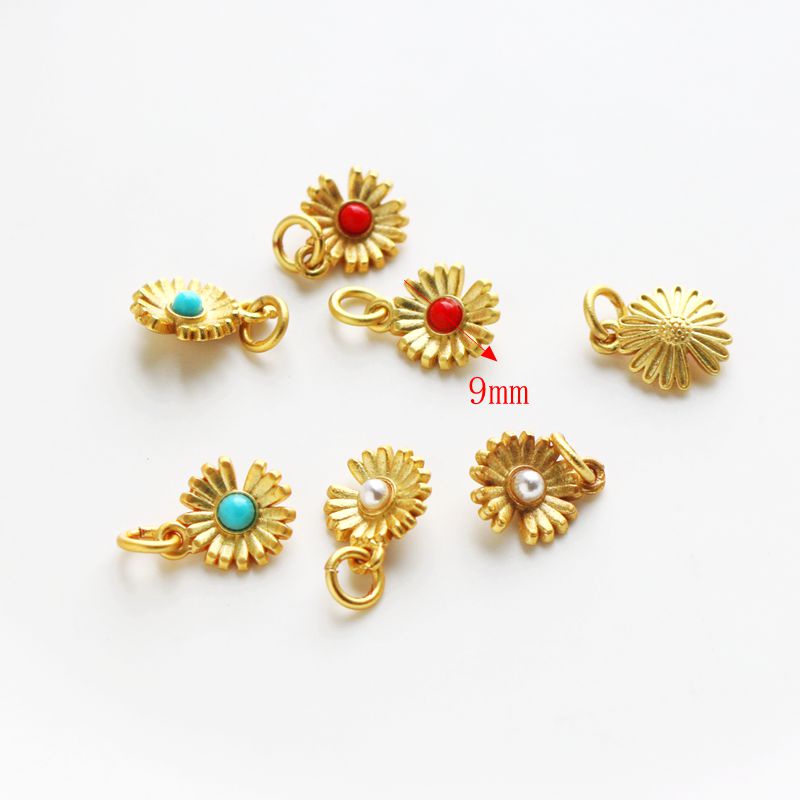 Mặt Dây Chuyền Hình Hoa Hướng Dương Mạ Vàng 18K 9mm diy