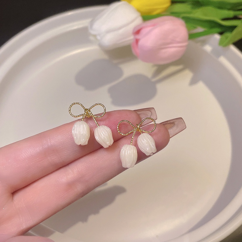 Khuyên tai DODDER kiểu dáng hoa tulip thời trang thanh lịch cho nữ