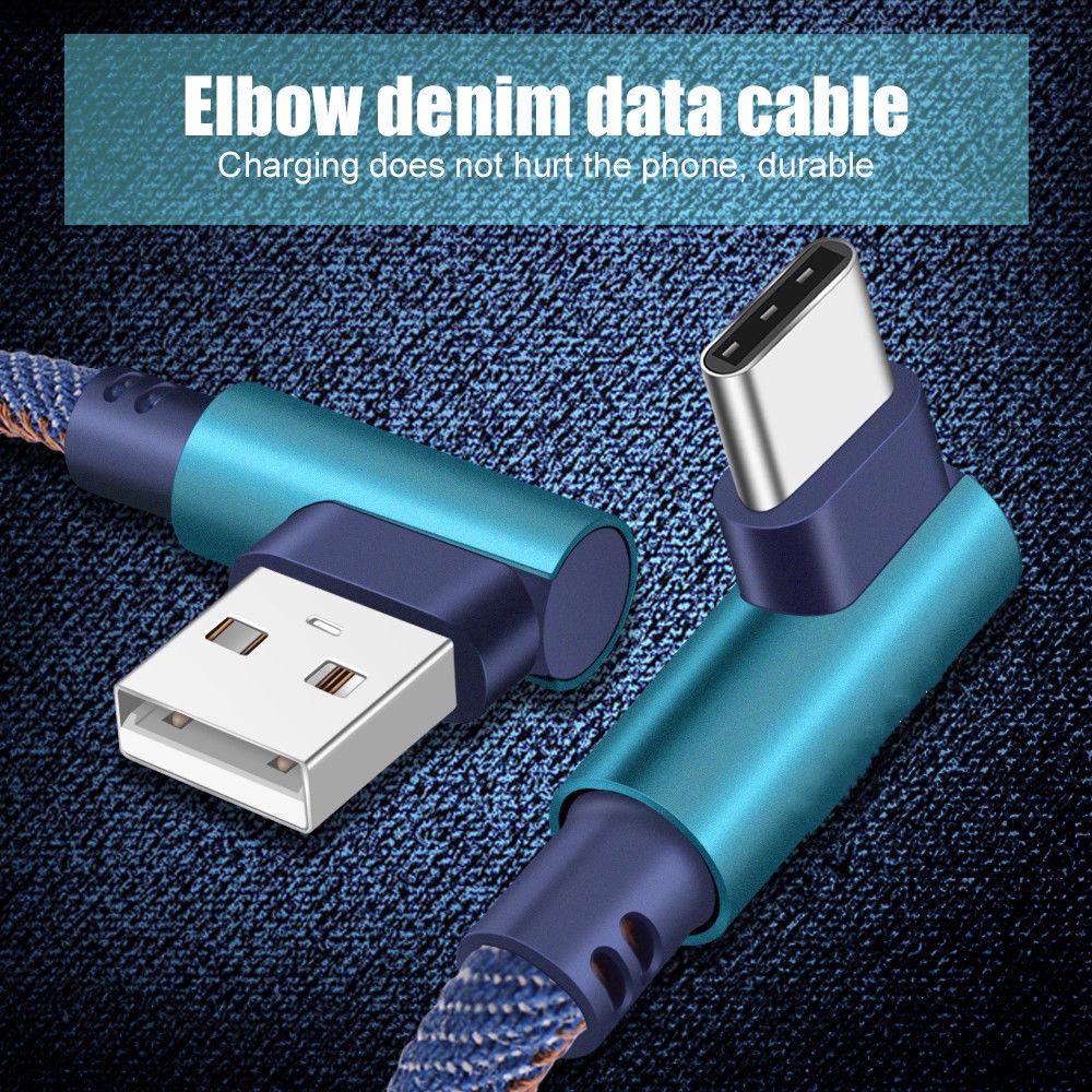 Cáp sạc nhanh Type-C MicroUSB 90 độ dài 1m cho Android Tiện Dụng
