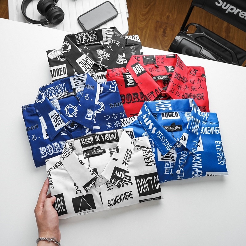 Áo sơ mi nam tay dài hoạ tiết chữ “MISSING” Bigsize < 125kg