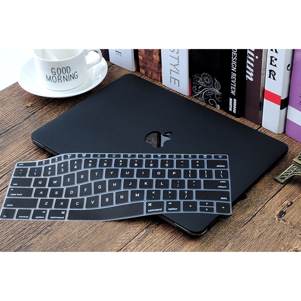 Combo ốp + phủ phím macbook màu đen(TẶNG KÈM NÚT BỊT BỤI+CHỐNG GÃY SẠC)