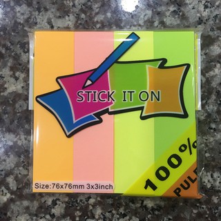 Giấy note ghi chú 4 màu - 3 x 3 - Combo 5 xấp - Loại dọc