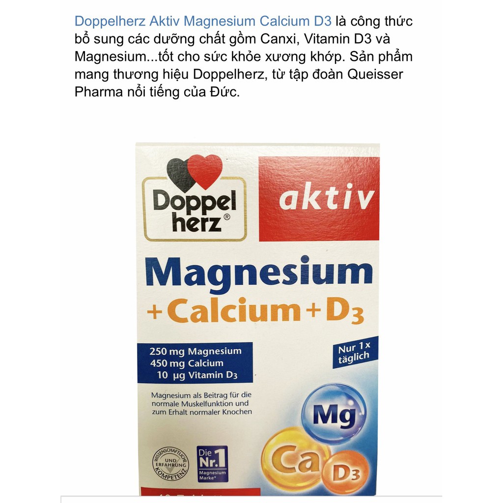 (Hàng Đức) Viên uống Magnesium + calcium+ D3 | BigBuy360 - bigbuy360.vn