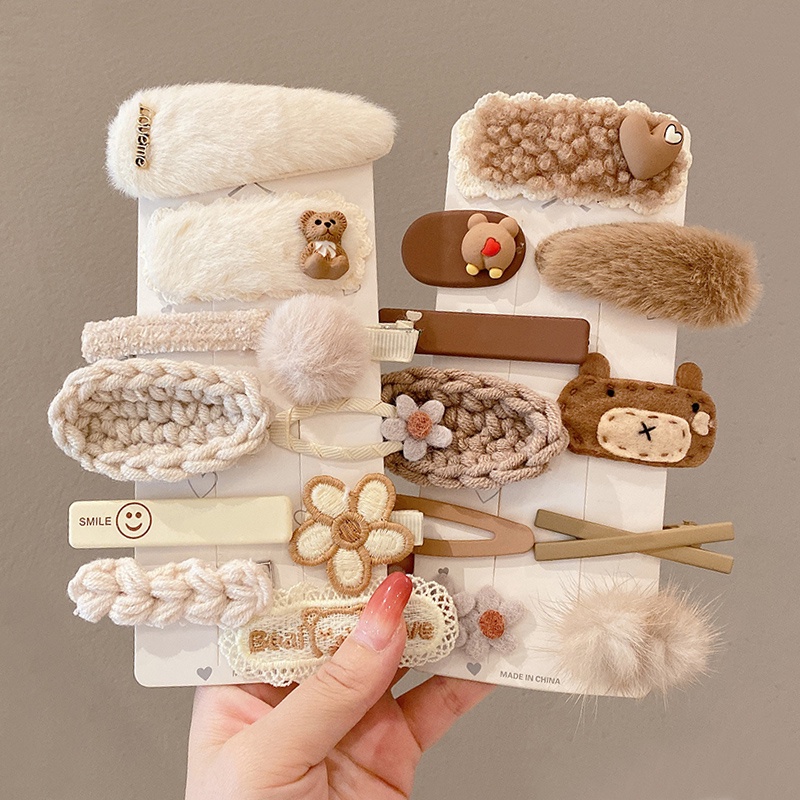 Kẹp Tóc Lông Nhung Dễ Thương Xinh Xắn Thời Trang Nhật Hàn Cho Bé Gái