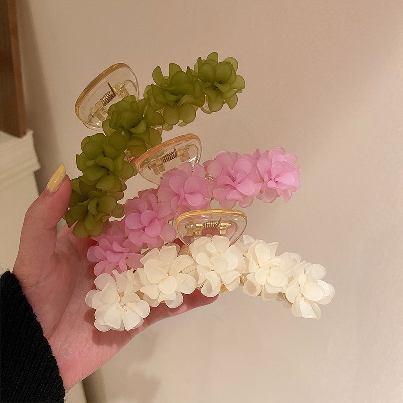 Kẹp Tóc Cỡ Lớn Hình Hoa Màu Xanh Lá Phong Cách Hàn Quốc Dễ Thương Thời Trang Cho Nữ
