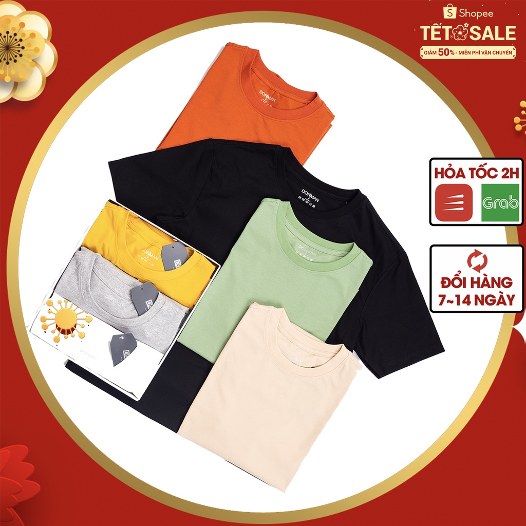 Áo Thun Nam trơn Tay Ngắn Basic 100% Cotton Đẹp Co Giãn, Dáng Suông  - AT01