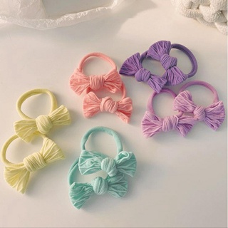 Set 2 dây cột tóc nơ vải màu kẹo