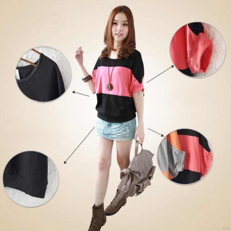 FREESHIP ĐƠN 99K_ Áo kiểu cánh dơi cổ tròn phối màu cho nữ