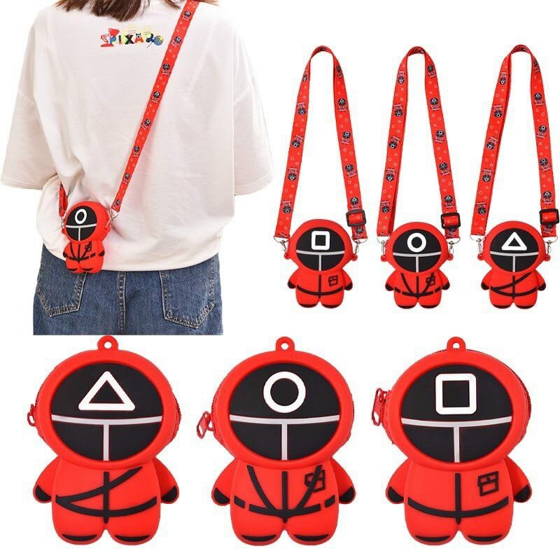 Túi đeo chéo Pop It nhân vật Squid Game giảm căng thẳng cho bé trai bé gái.