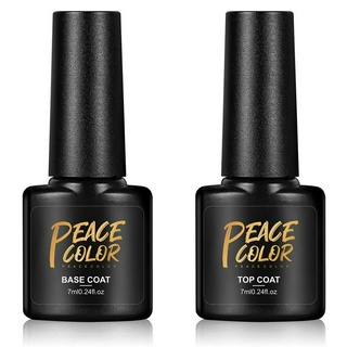 Peacecolor 2 Chiếc Gel Móng Tay Không Cồn 7ml Top & Base Coat Nail Art Primer Chất Lượng Cao Topcoat Nail Art Designs