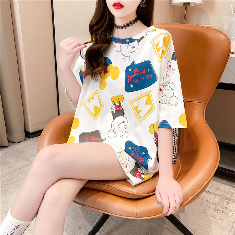 2021 Women's Blouse Summer Short sleeveT shirt Fashion Clothing Round Neck Student Tees/ Clothes Tees