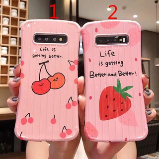 Ốp điện thoại TPU mềm hình dâu tây/cherry dễ thương cho Samsung Galaxy S8 9 10 plus Note 8 9