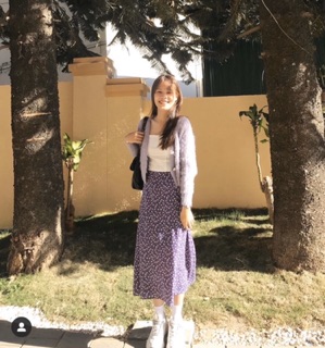 CHÂN VÁY MIDI HOA TÍM