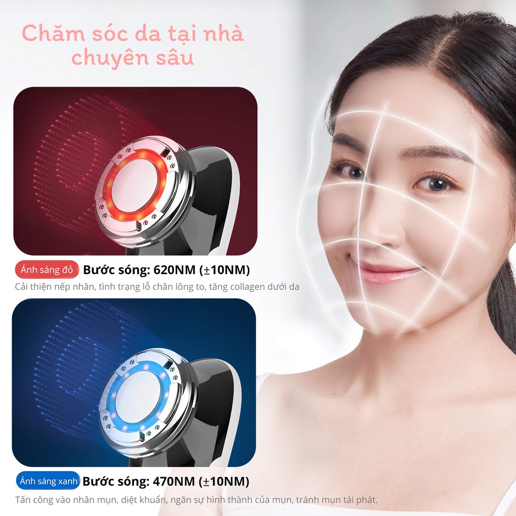 Máy chăm sóc da mặt, máy đẩy tinh chất, máy nâng cơ inCor Ultrasonic Facial Ioniser chính hãng [bảo hành 1 năm]]